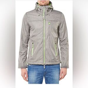 SUPERDRY Hooded WINDTREKKER Light Grey Marl/Fluro Lime Size Small NWT